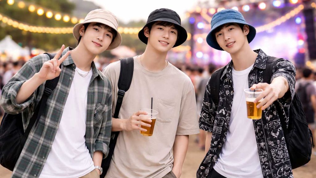 Nón bucket + quần short + áo thun