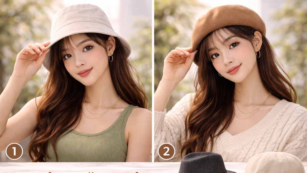 Khuôn mặt vuông – Chọn nón mềm mại để giảm góc cạnh