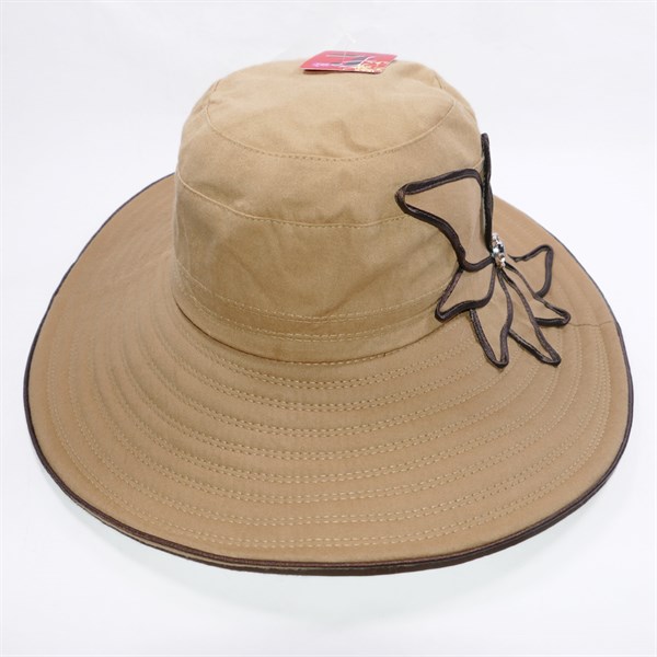 Nón nữ vành to có 10 cánh hoa - Kaki đậm