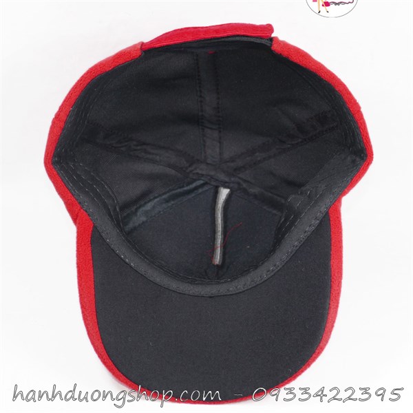 Nón kết nhí hình mặt thỏ có 2 tai vải nhung - Đỏ & xám