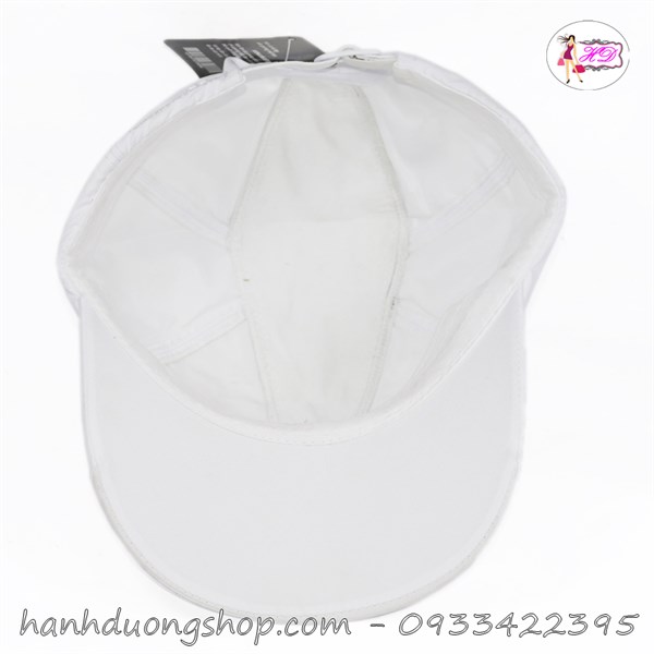 Nón kết dù sơn 96 vá da giữa và mỏ kết da - Trắng