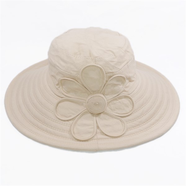 Mũ vải vành rộng 10,5 cm có hoa 7 cánh - Kaki