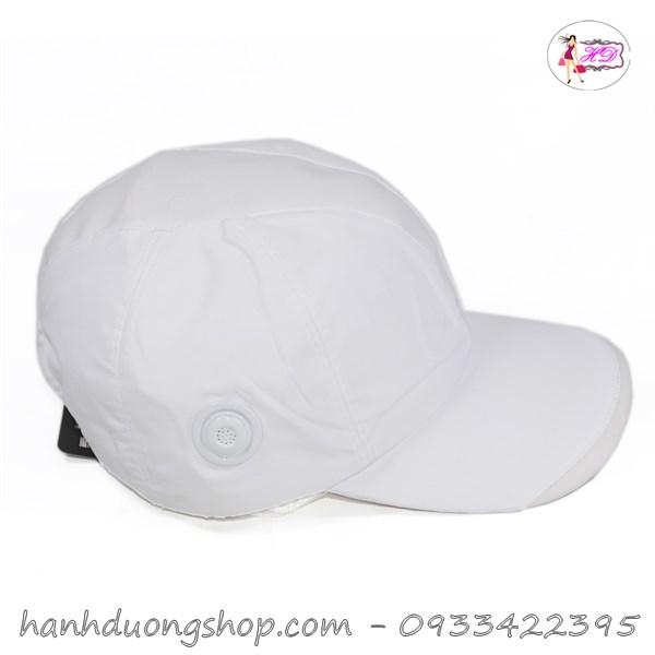 Nón kết dù sơn 96 vá da giữa và mỏ kết da - Trắng