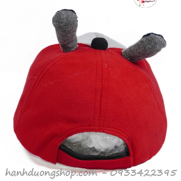 Nón kết nhí hình mặt thỏ có 2 tai vải nhung - Đỏ & xám