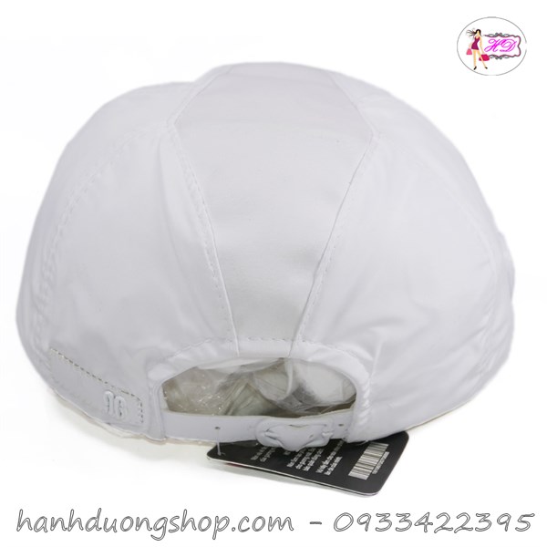 Nón kết dù sơn 96 vá da giữa và mỏ kết da - Trắng
