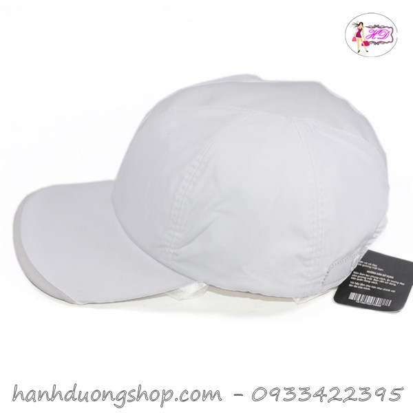 Nón kết dù sơn 96 vá da giữa và mỏ kết da - Trắng