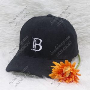 Nón kết nhung thêu chữ B Burberry sớ nhuyễn phong cách thời trang – Đen