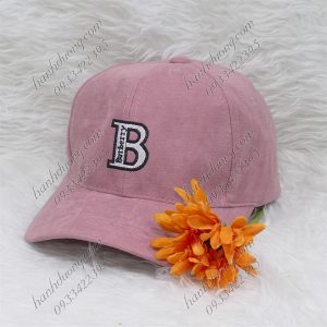 Nón kết nhung thêu chữ B Burberry sớ nhuyễn phong cách thời trang – Hồng