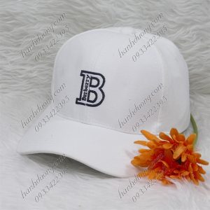 Nón kết nhung thêu chữ B Burberry sớ nhuyễn phong cách thời trang – Trắng