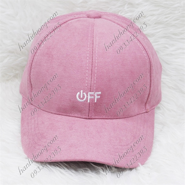 Nón kết vải nhung sớ nhuyễn thêu chữ OFF đẹp – Hồng