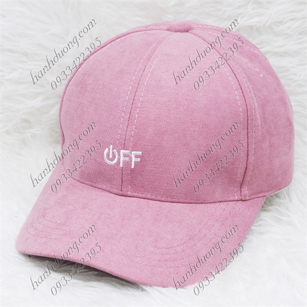 Nón kết vải nhung sớ nhuyễn thêu chữ OFF đẹp – Hồng