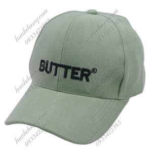 Nón kết vải nhung tăm gân nổi thêu chữ BUTTER thời trang – Xanh mint