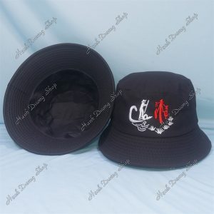 Nón Bucket Thêu Chữ Cha Mẹ Đen