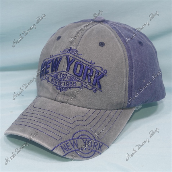 Nón Kết Thêu Chữ New York Since 1985 Vải Kaki Oát Loang Cao Cấp Vòng Đầu 56-60cm Chữ Xanh Đen - Ảnh 2