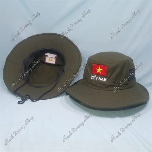 Nón Tai Bèo Thêu Lá Cờ Việt Nam Nâu Nhạt