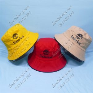 Nón Bucket Thêu Chữ Timberland Đỏ & Đen