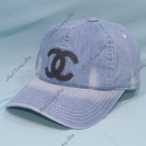 Nón Kết Jeans Thời Trang Thêu Da Logo Chữ Chanel Xanh Nhạt