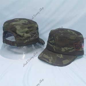 Nón Lính Nón Kết Đầu Bằng Thêu Lá Cờ USA Bên Hông Sọc Xanh Đậm