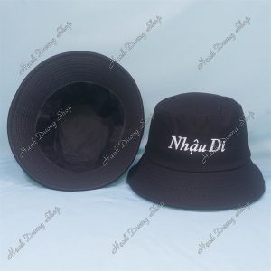 Nón Bucket Thêu Chữ Nhậu Đi Đen