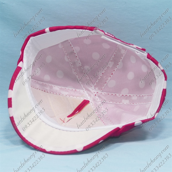 Nón Kết Trẻ Em Mỏ Mềm Từ 1-2 Tuổi Vòng Đầu 45-48cm Thêu Mặt Cười Có Nơ Trên Đầu Hồng Chấm Bi - Ảnh 5