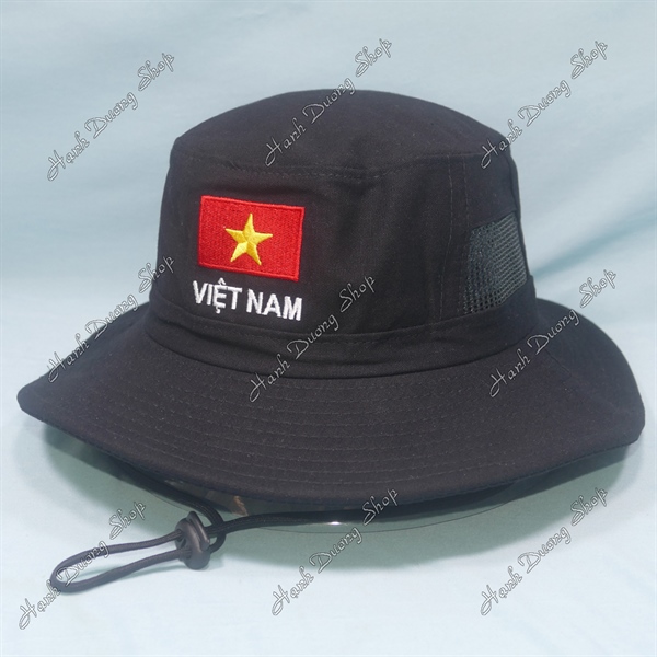 Nón Tai Bèo Thêu Lá Cờ Việt Nam Đen - Ảnh 2