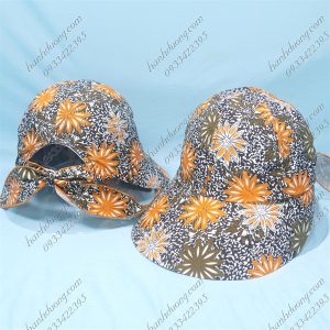 Nón Chống Nắng Có Nơ Phía Sau Chất Liệu Vải Cotton Thoáng Mát Hoa Cam To