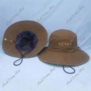 Nón Bucket Thêu Chữ Boss Đóng 2 Sò 2 Bên Hông Phía Trong Có Lót Nâu