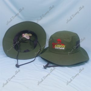 Nón Bucket Thêu Chữ Sài Gòn Việt Nam Rêu Đậm