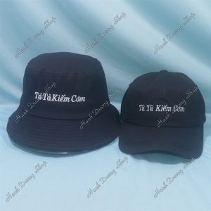 Combo Nón Cặp Bucket & Cap Tà Tà Kiếm Cơm Đen