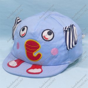 Nón Kết Trẻ Em Mỏ Mềm Cho Bé Từ 1 Tuổi Vòng Đầu 46cm Thêu Có Voi Phía Sau Bít Đuôi Xanh Lam