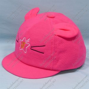 Nón Kết Trẻ Em Từ 1-2 Tuổi Vòng Đầu 45-48cm Vải Nỉ Mềm Mại Hình Mèo Có Ngôi Sao Có Tai Hồng Nhạt