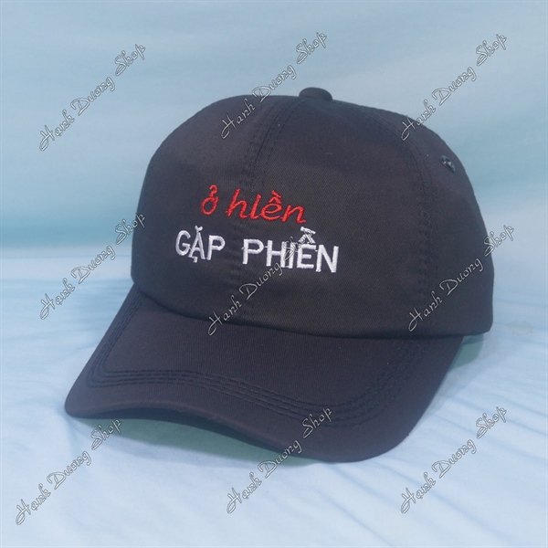Nón Kết Thêu Chữ Ở Hiền Gặp Phiền Đen - Ảnh 2