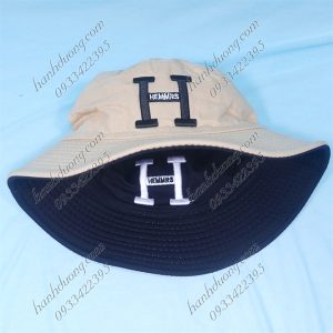 Nón Bucket Thêu Chữ H ( Hemmrs ) Kem & Đen