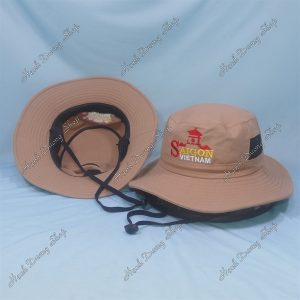 Nón Bucket Thêu Chữ Sài Gòn Việt Nam Kaki Đậm