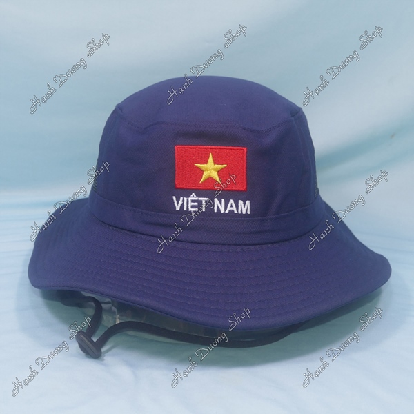 Nón Tai Bèo Thêu Lá Cờ Việt Nam Xanh Đen - Ảnh 3