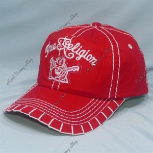 Nón Kết Thêu Chữ True Religion, Kết Móc Chỉ Nổi Xung Quanh Đỏ