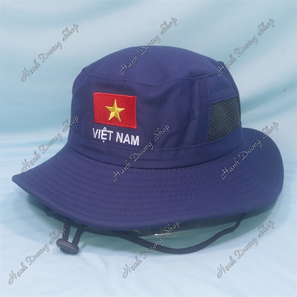 Nón Tai Bèo Thêu Lá Cờ Việt Nam Xanh Đen - Ảnh 2
