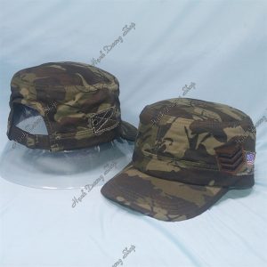 Nón Lính Nón Kết Đầu Bằng Thêu Lá Cờ USA Bên Hông Sọc Nâu