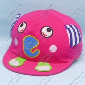 Nón Kết Trẻ Em Mỏ Mềm Cho Bé Từ 1 Tuổi Vòng Đầu 46cm Thêu Có Voi Phía Sau Bít Đuôi Hồng