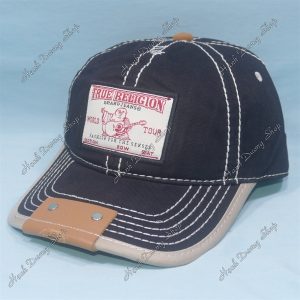 Nón Ông Địa True Religion Đánh Đàn Vá Mỏ Da Phía Trước Đen