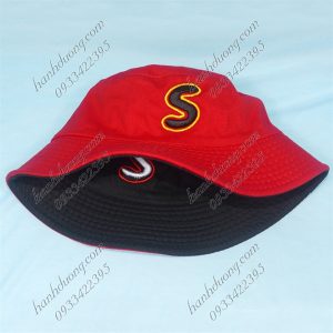 Nón Bucket Thêu Chữ S Đỏ & Đen