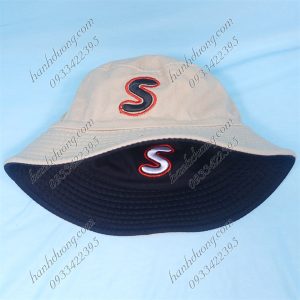 Nón Bucket Thêu Chữ S Kem & Đen
