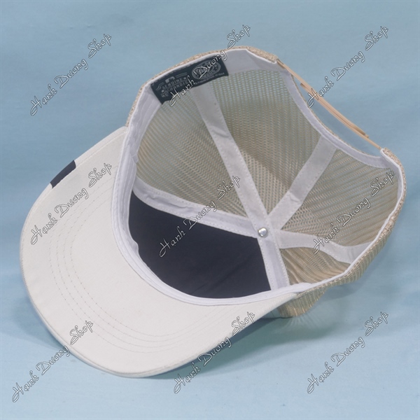 Nón Kết Lưới In Đại Bàng In Chữ Freedom Phía Sau Khóa Nhựa Phía Trong Và Trước Có Tem Vòng Đầu 55-58cm Kaki & Kem - Ảnh 5