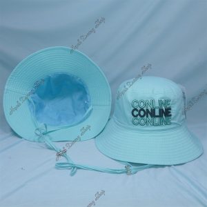 Nón Bucket Thêu Chữ Conline Vải Cotton Cao Cấp Phía Trong Có Lớp Lót Và Có Dây Quai Khóa Inox Xanh Lam