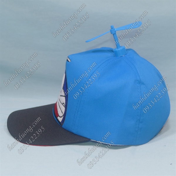 Nón Kết Trẻ Em 4-10 Tuổi Vòng Đầu 53-55cm Thêu Hình Doraemon Có Chong Chóng Trên Đỉnh Nón Xanh Dương - Ảnh 2