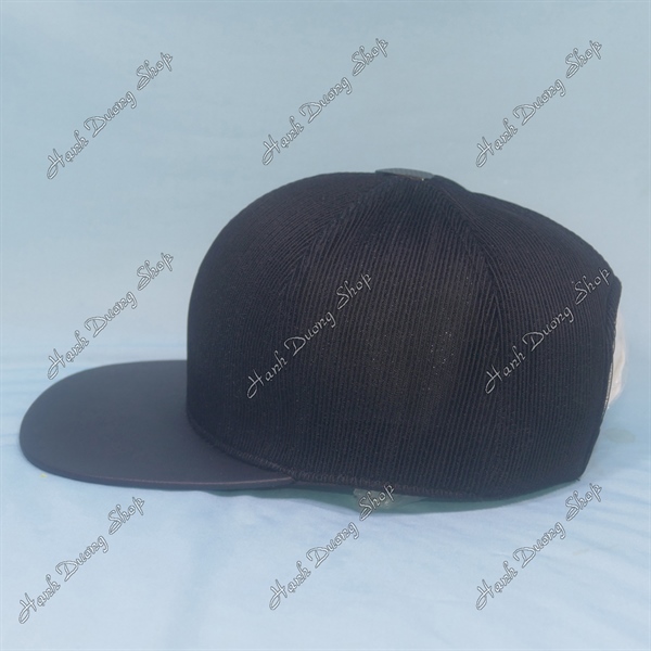 Nón Snapback Hiphop Trơn Không Logo Đen Lưới Sọc - Ảnh 3
