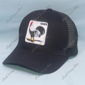 Nón Kết Lưới Thêu Hình Con Gà COOK Cao Cấp, Khóa Nhựa Đen