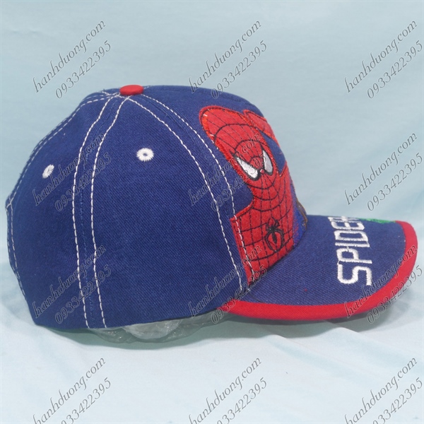Nón Kết Vòng Đầu 50cm Vải Jean Thêu Siêu Nhân Spider Man Trẻ Em Xanh Jean Spider Man - Ảnh 4