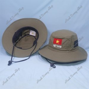 Nón Tai Bèo Thêu Lá Cờ Việt Nam Rêu Nhạt