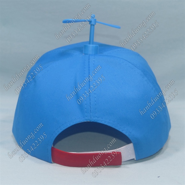 Nón Kết Trẻ Em 4-10 Tuổi Vòng Đầu 53-55cm Thêu Hình Doraemon Có Chong Chóng Trên Đỉnh Nón Xanh Dương - Ảnh 3